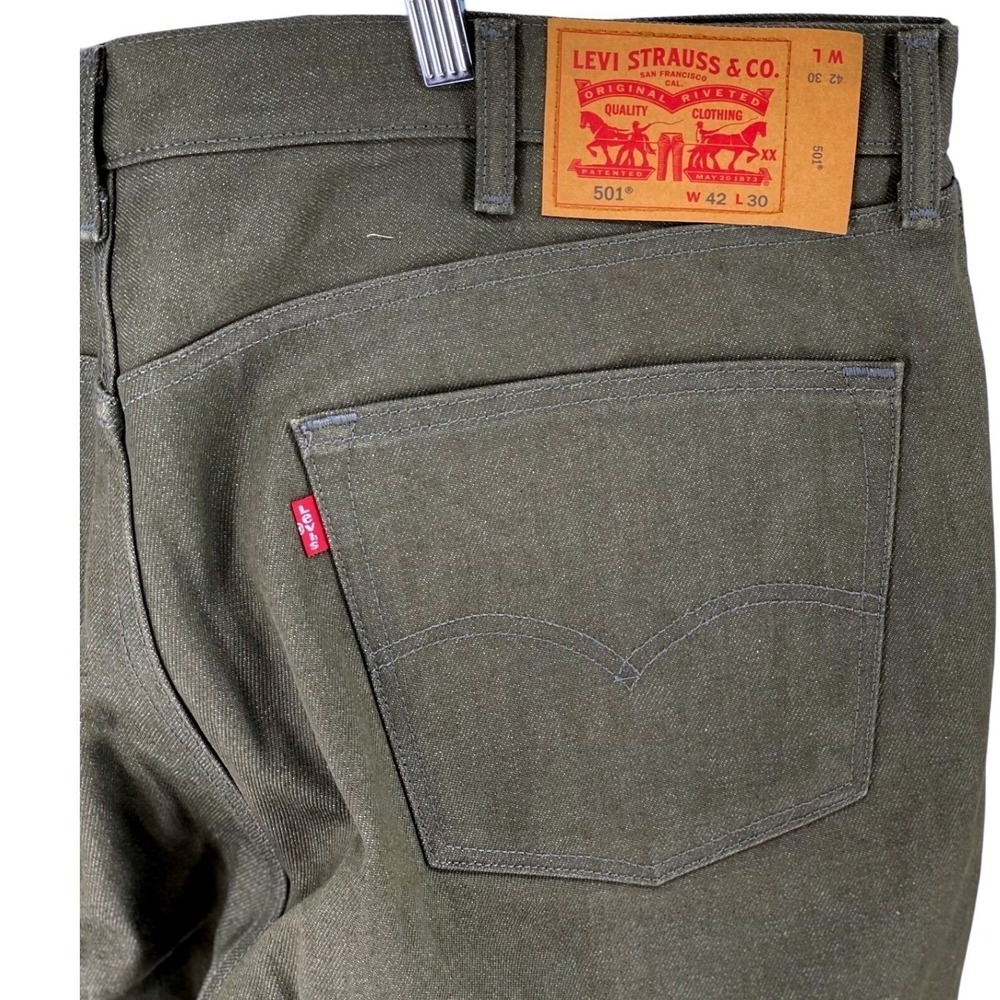 RARE Levi's 501 White Oak Cone Moss Green Denim Jeans W42 L30 USA Denim Pre-2017